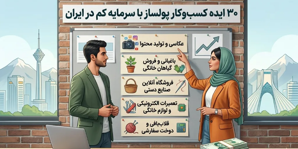۳۰ ایده پولساز کسب و کار با سرمایه کم در ایران + راهنمای شروع